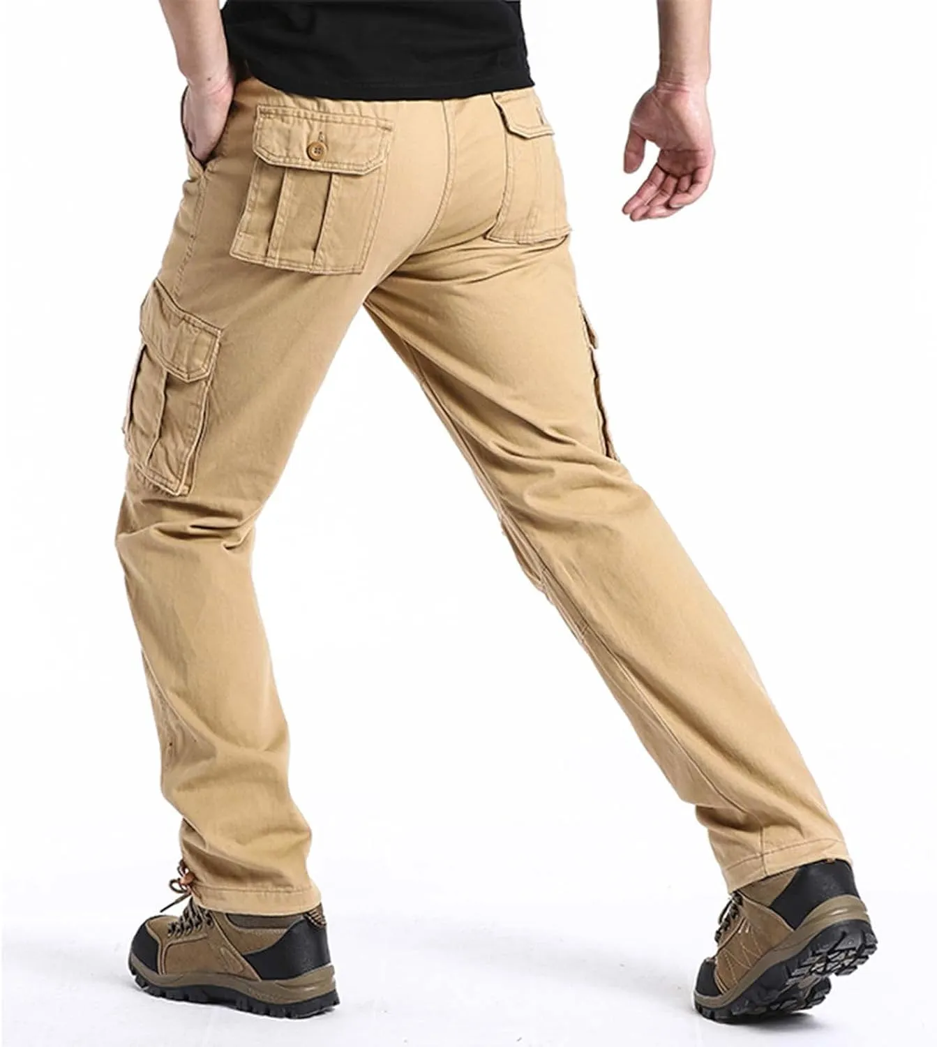 Men Casual Fashion Multi Pocket Zipper Buckle Male Cargo Pants Outdoor Pants Tooling Pants Mens Cargo Pants