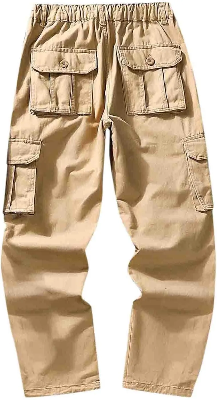 Men Casual Fashion Multi Pocket Zipper Buckle Male Cargo Pants Outdoor Pants Tooling Pants Mens Cargo Pants