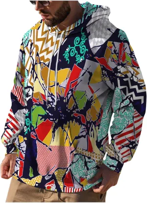Men Hoodies Tall Long Sleeve Sweatshirt Drawstring Graphic Hoodies Fall Oversized Sweater Pullover
