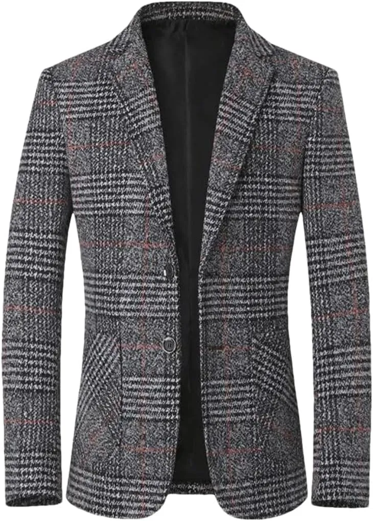 Men Plaid Blazers Suits Jackets Male Blazers Coats Business Casual Slim Fit Blazers