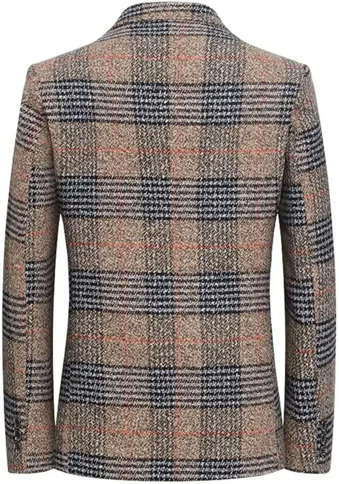 Men Plaid Blazers Suits Jackets Male Blazers Coats Business Casual Slim Fit Blazers