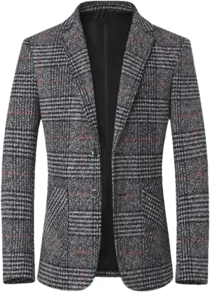 Men Plaid Blazers Suits Jackets Male Blazers Coats Business Casual Slim Fit Blazers
