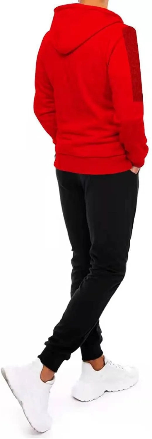 Men's 2 Piece Long Sleeve Tracksuits Full Zip for Casual Jogging Sports Gym Training Warm Hoodie Sweatpants Sets