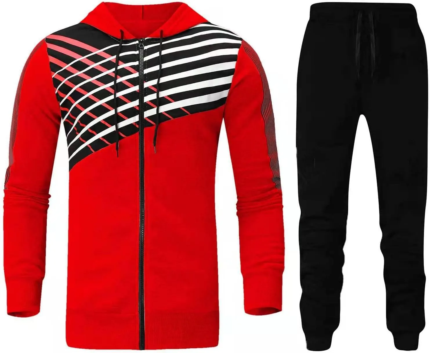 Men's 2 Piece Long Sleeve Tracksuits Full Zip for Casual Jogging Sports Gym Training Warm Hoodie Sweatpants Sets
