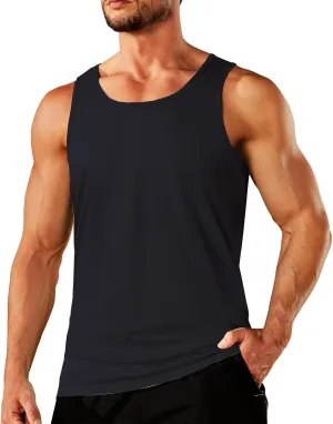 Mens Athletic Tank Tops Gym Muscle Sleeveless T Shirts Casual Solid Color Crewneck Tees Summer Soft Basic Sports Tops