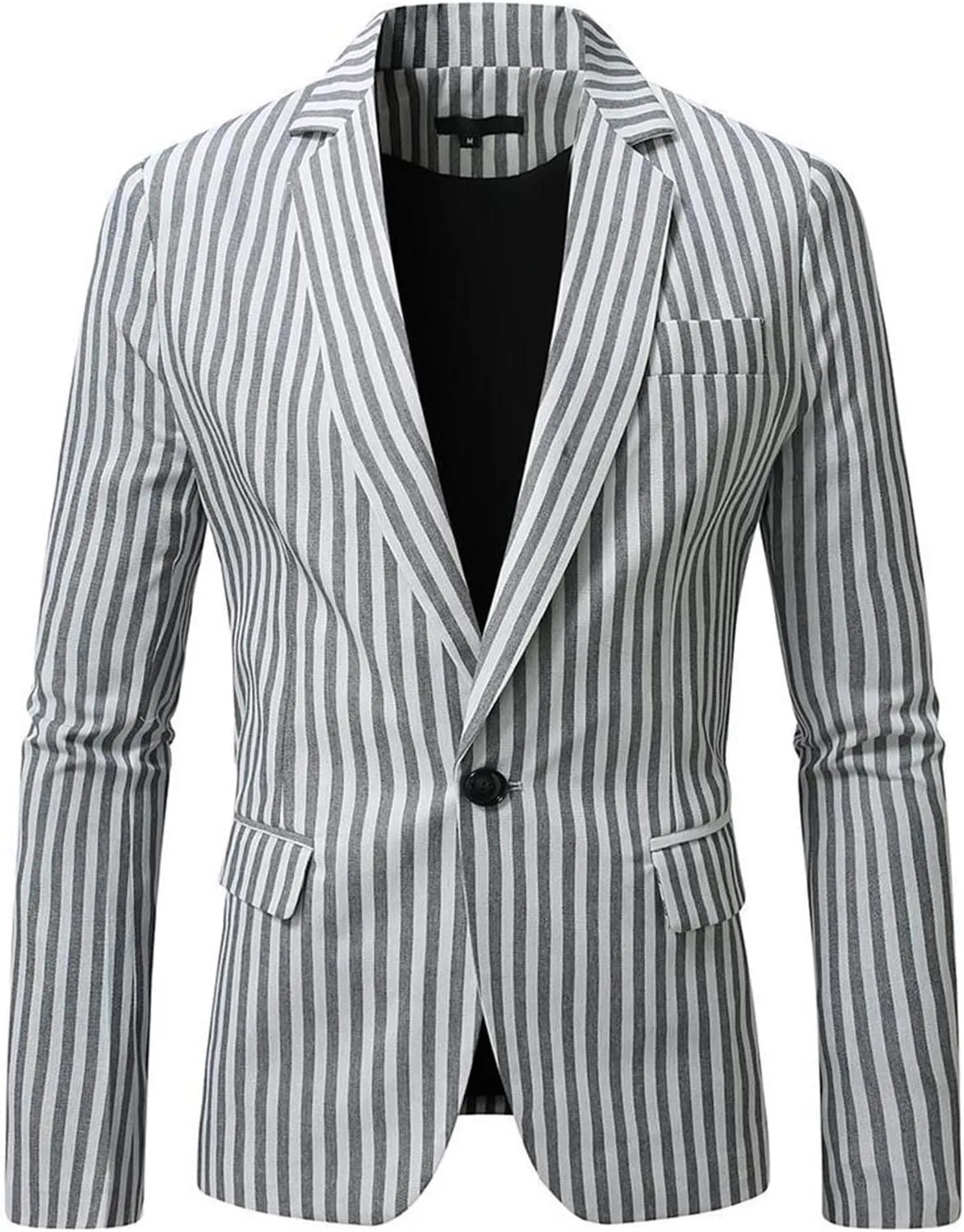Mens Blazer Jacket Fashion Zebra Stripes Business Formal Suit Classic Lapel One Button Slim Fit Coats Dressy Blazers