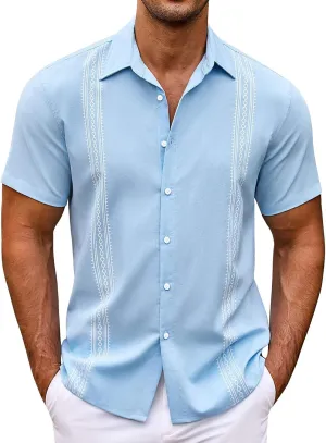 Mens Button Down T-Shirts Summer Beach Vacation Business Short Sleeve Shirts Trendy Causal Bassic Collared Golf Tops