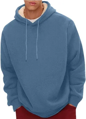 Men's Casual Fleece Sherpa Lined Hoodie Winter Warm Pullover Hooded Sweatshirt