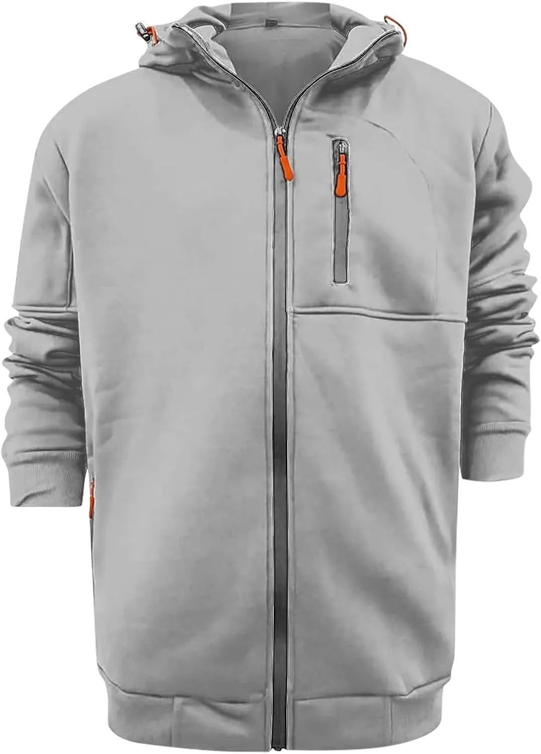 Men's Casual Hoodies Sweatshirt Full Zip Long Sleeve Athletic Workout Hooded Jackets Slim Fit Gym Running Active Tops