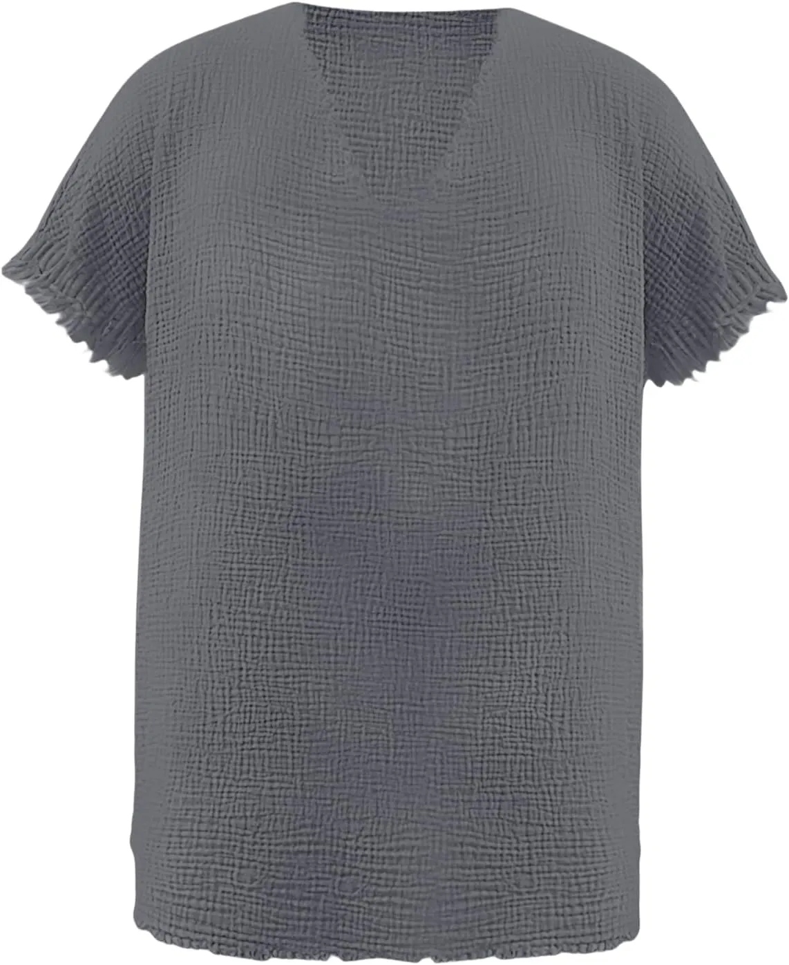Men's Casual Linen T Shirts V Neck Short Sleeve Washed Shirts Frayed Raw Edges Tops Summer Beach Vacation Yoga Tops