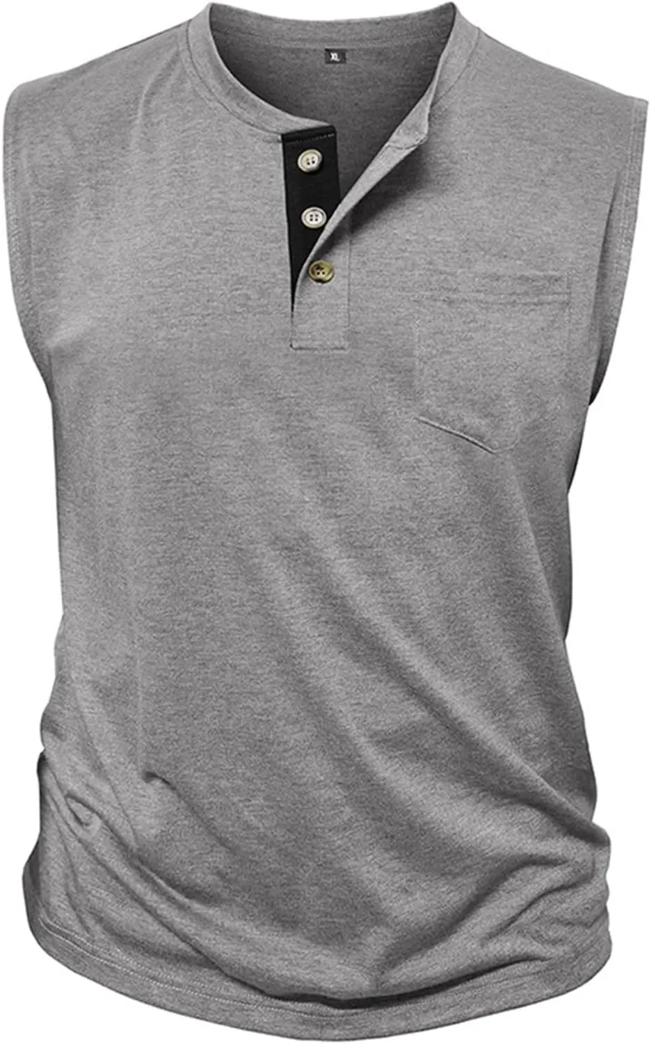 Men's Casual Workout Tank Top Muscle Fit Sleeveless Cut Off Henley T-Shirt Quick Drying Yoga Running Vest Tops