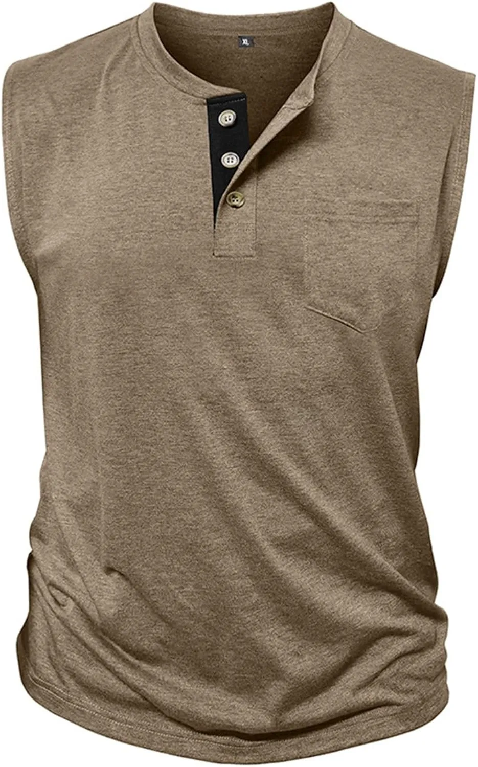 Men's Casual Workout Tank Top Muscle Fit Sleeveless Cut Off Henley T-Shirt Quick Drying Yoga Running Vest Tops