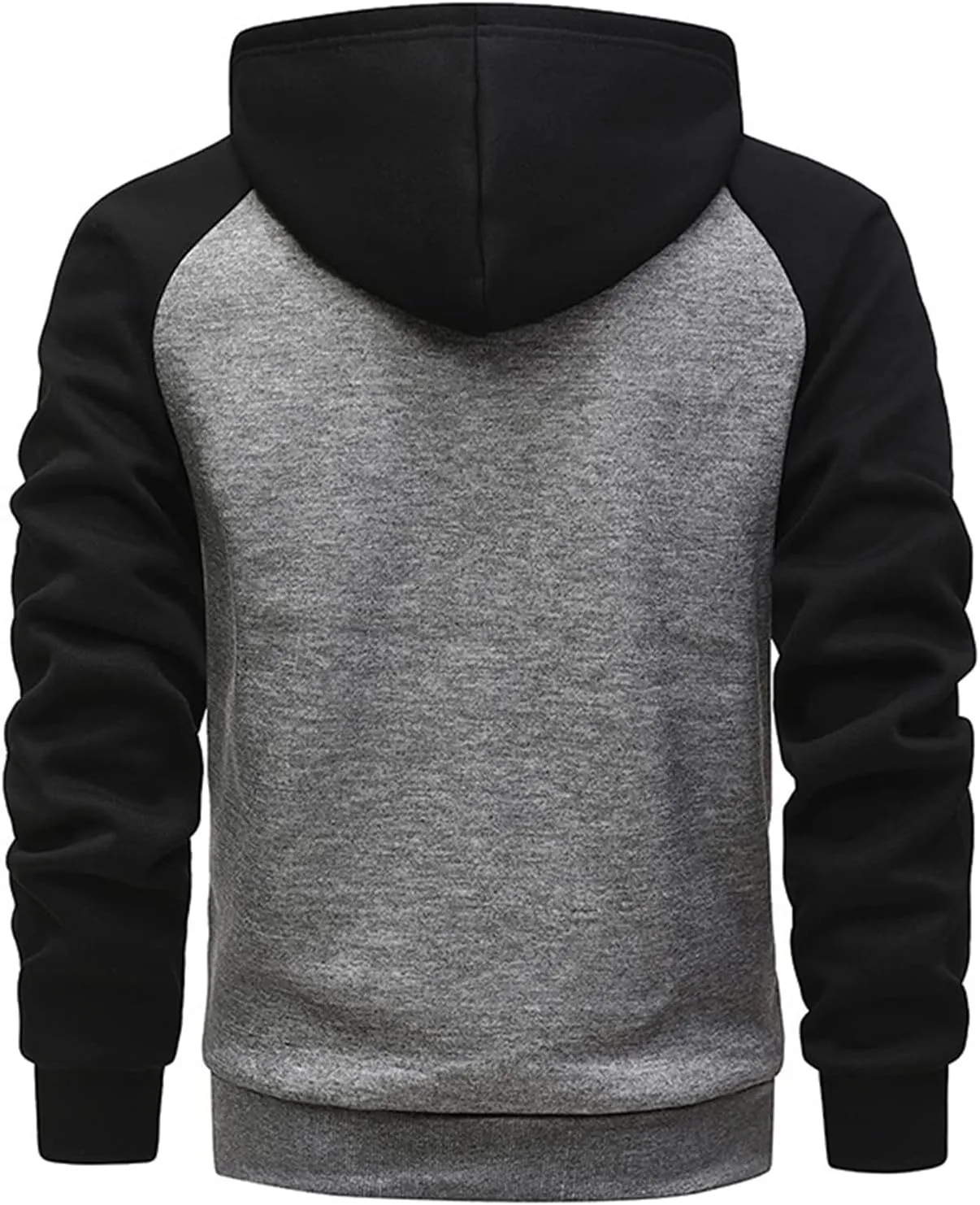 Men's Color Block Fleece Hoodies Full-Zip Jacket Heavyweight Thermal Fleece Jackets with Pocket for Warmth Outerwear