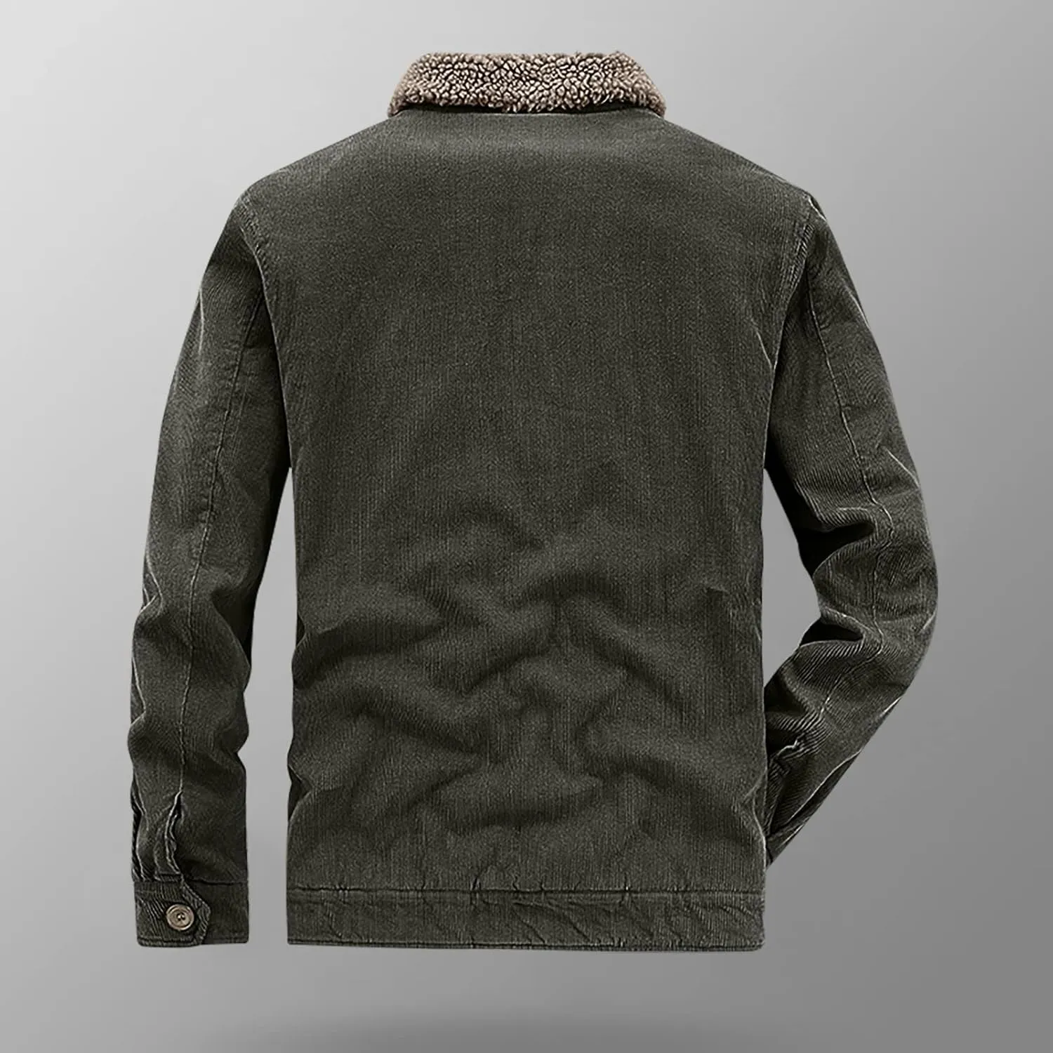 Mens Corduroy Jacket Sherpa Lined Fleece Trucker Jackets Cotton Turn-Down Collar Jacket Warm Winter Soft Coat Outwear
