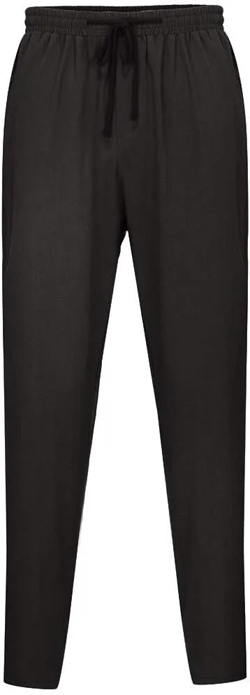 Men's Cotton Linen Pants Casual Elastic Waist Drawstring Pants Comfort Solid Stretch Chino Pants