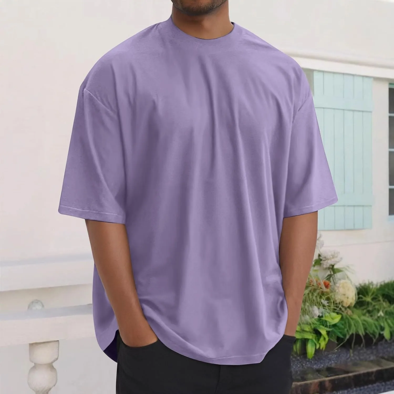 Men's Cotton T-Shirts Casual Crew Neck T-Shirt Short Sleeve Fashion Tee Shirts Summer Loose Fit Tops Clothing