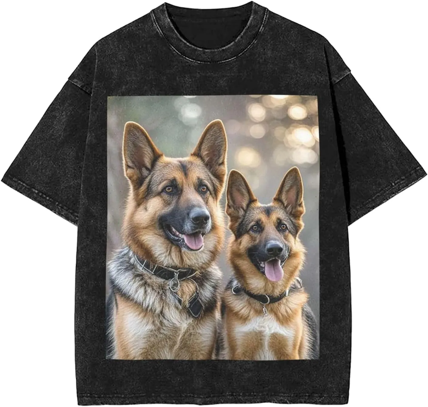 Men's Cotton T-Shirts German Shepherd Dog Lovers Short Sleeve Vintage T Shirts Casual Loose Fit Retro Tees Tops