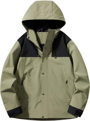 Men's Cycling Rain Jackets Water Resistant Mountaineering Windbreaker Lightweight Hooded Hiking Jacket Full Zip Hoodies Thin