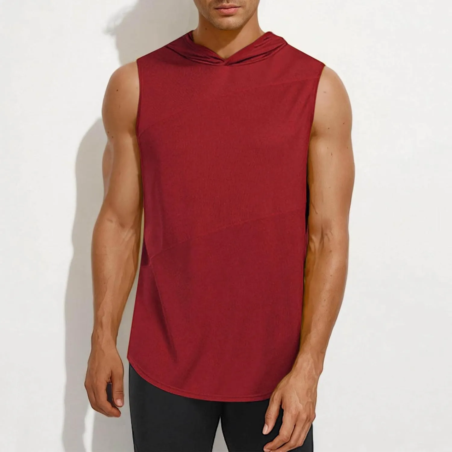 Men's Dry Fit Moisture Wicking Tech Quick Dry Sleeveless Shirts Mesh Hoodie Active Athletic Tank Tops Solid Hoodies