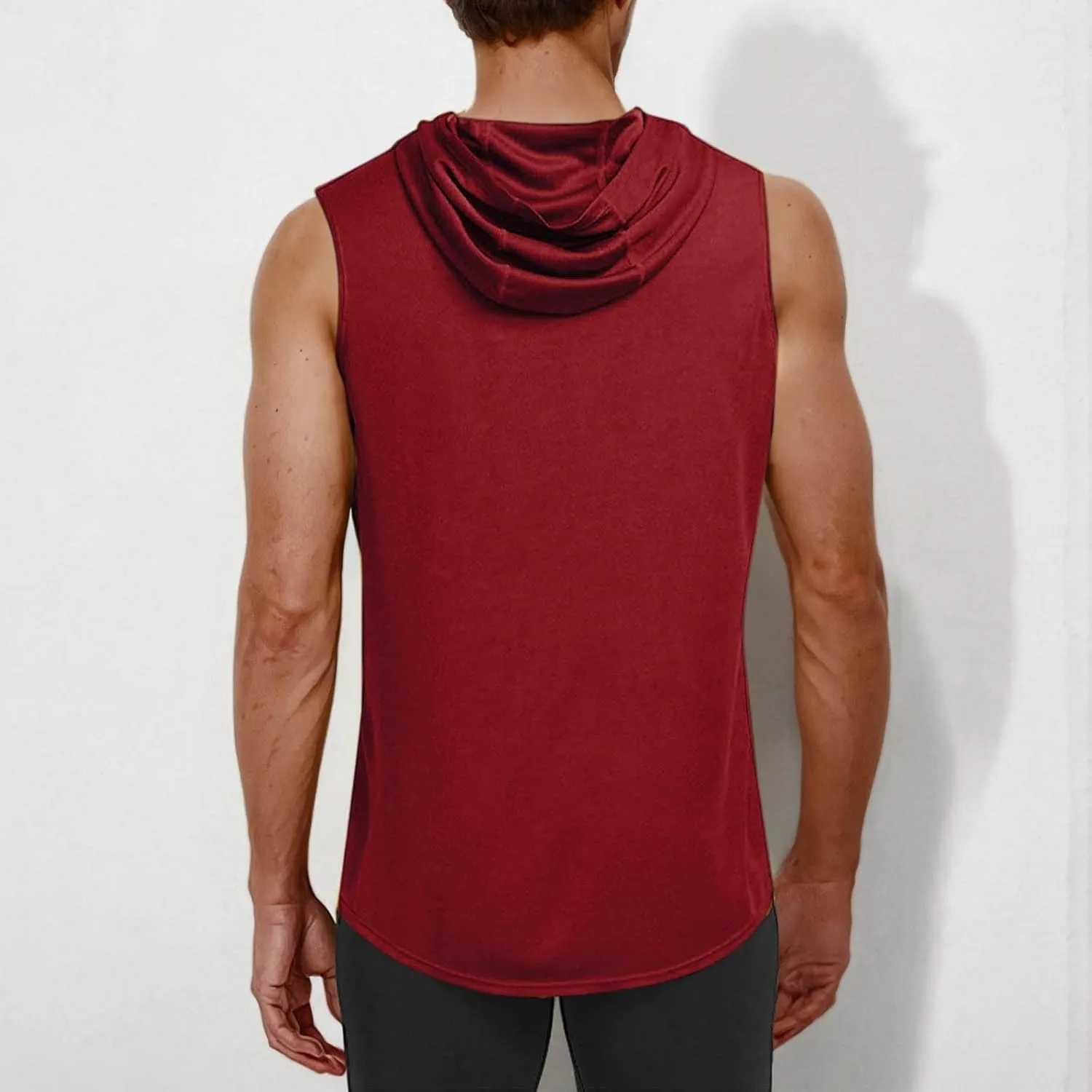 Men's Dry Fit Moisture Wicking Tech Quick Dry Sleeveless Shirts Mesh Hoodie Active Athletic Tank Tops Solid Hoodies
