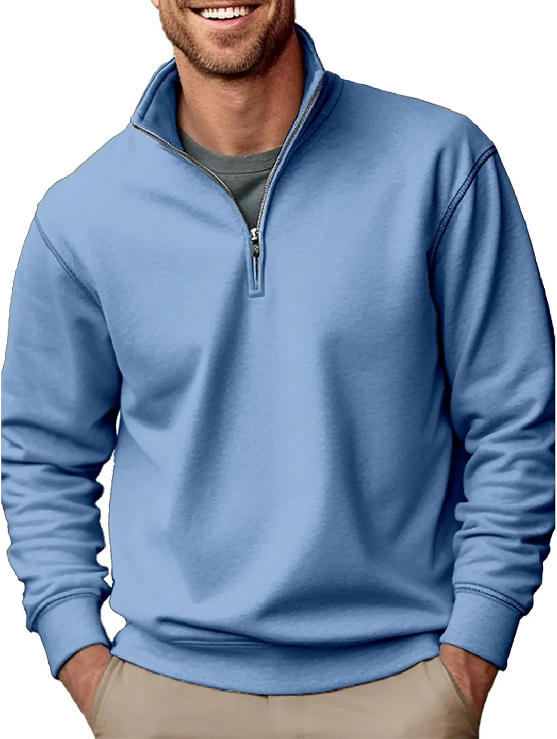 Men's Fleece Pullover, Quarter Zip Up Fleece Sweatshirt, Winter Outdoor Thermal Sweater, Polar Fleece Jacket Tops
