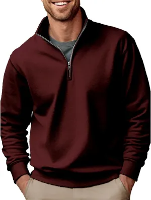 Men's Fleece Pullover, Quarter Zip Up Fleece Sweatshirt, Winter Outdoor Thermal Sweater, Polar Fleece Jacket Tops