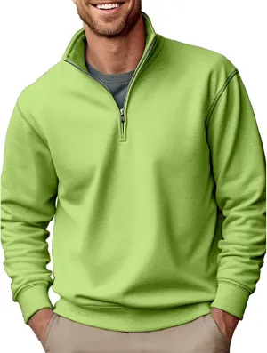 Men's Fleece Pullover, Quarter Zip Up Fleece Sweatshirt, Winter Outdoor Thermal Sweater, Polar Fleece Jacket Tops