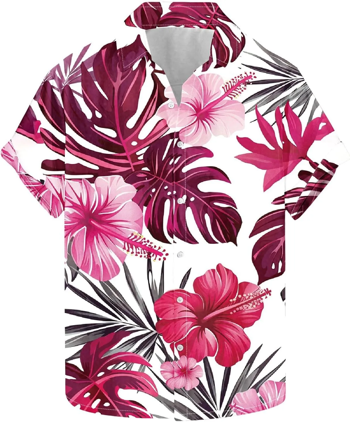Mens Funny Floral Hawaiian Shirt Loose Fit Beach Vacation Surfing Tropical Summer Casual Outfit