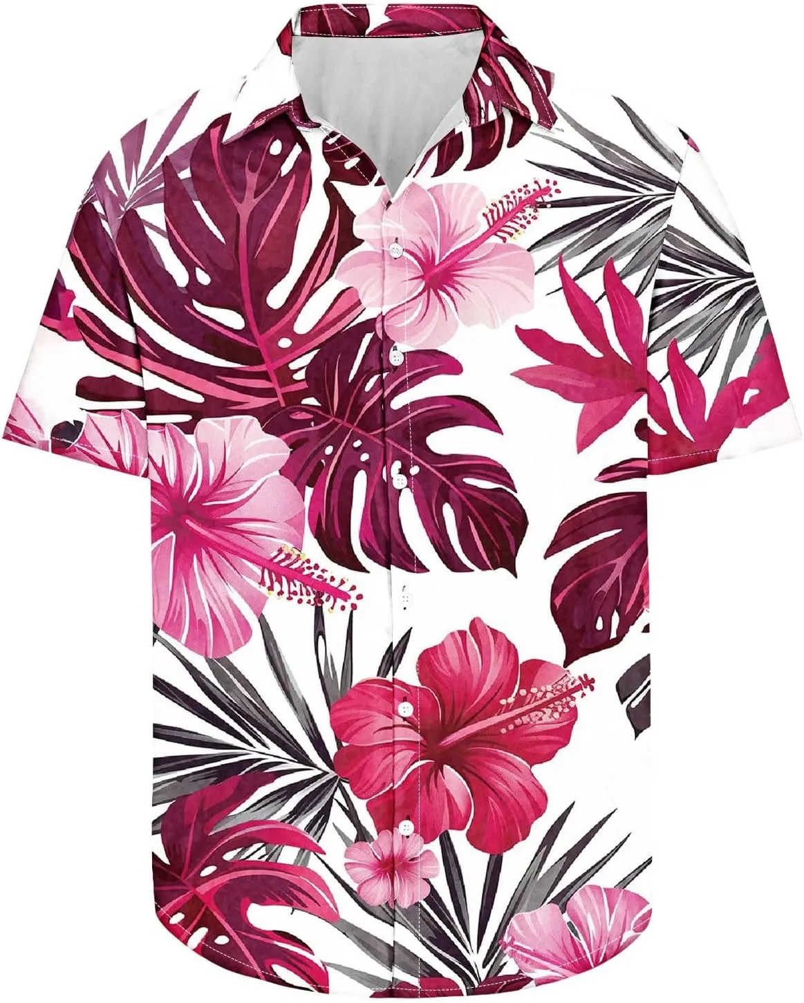 Mens Funny Floral Hawaiian Shirt Loose Fit Beach Vacation Surfing Tropical Summer Casual Outfit