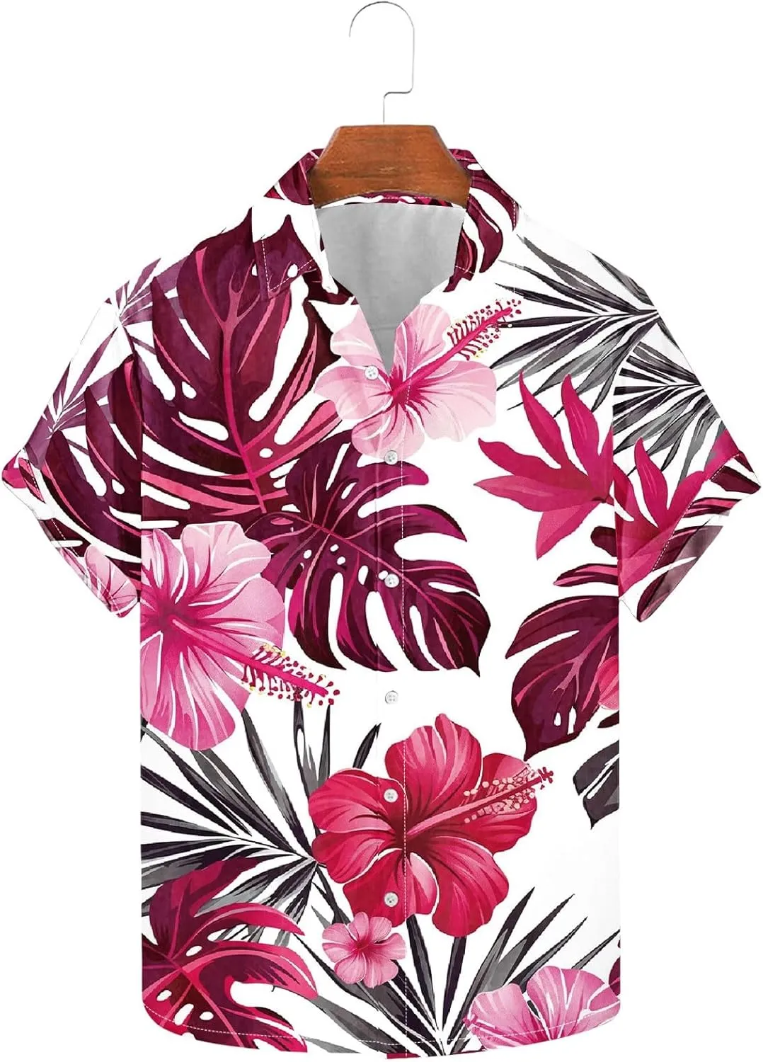 Mens Funny Floral Hawaiian Shirt Loose Fit Beach Vacation Surfing Tropical Summer Casual Outfit
