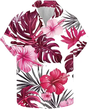 Mens Funny Floral Hawaiian Shirt Loose Fit Beach Vacation Surfing Tropical Summer Casual Outfit