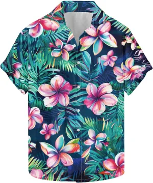 Mens Funny Floral Hawaiian Shirt Loose Fit Beach Vacation Surfing Tropical Summer Casual Outfit