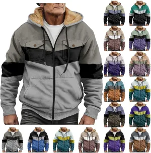 Men's Hoodie Fleece Jacket Winter Warm Thick Jackets Full Zip Heavyweight Casual Coat