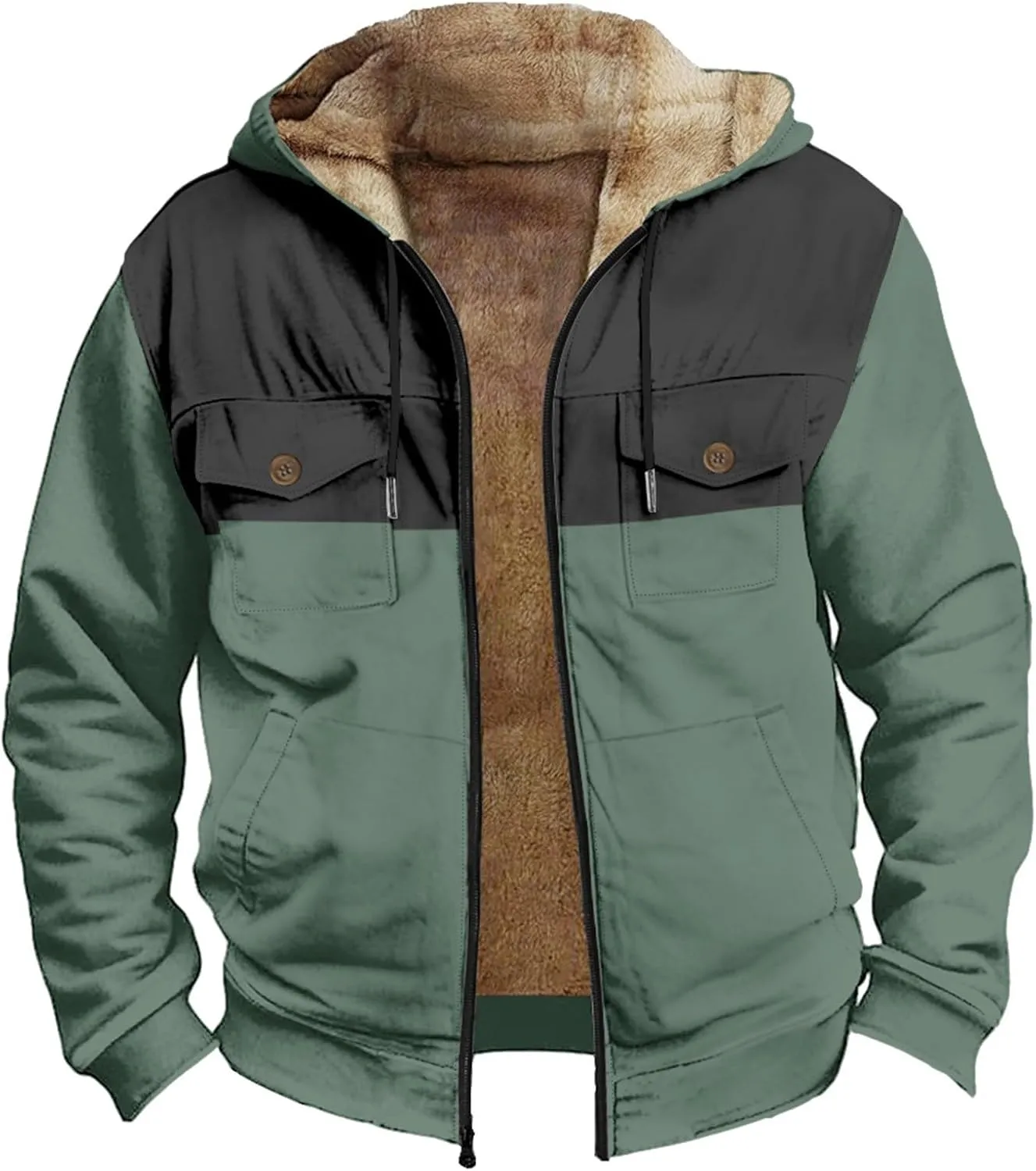 Men's Hoodie Fleece Jacket Winter Warm Thick Jackets Full Zip Heavyweight Casual Coat