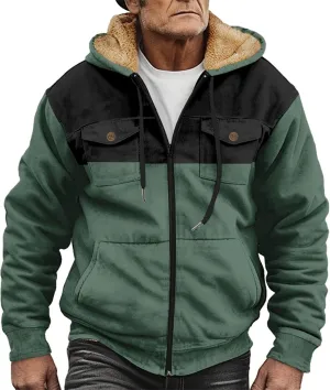 Men's Hoodie Fleece Jacket Winter Warm Thick Jackets Full Zip Heavyweight Casual Coat