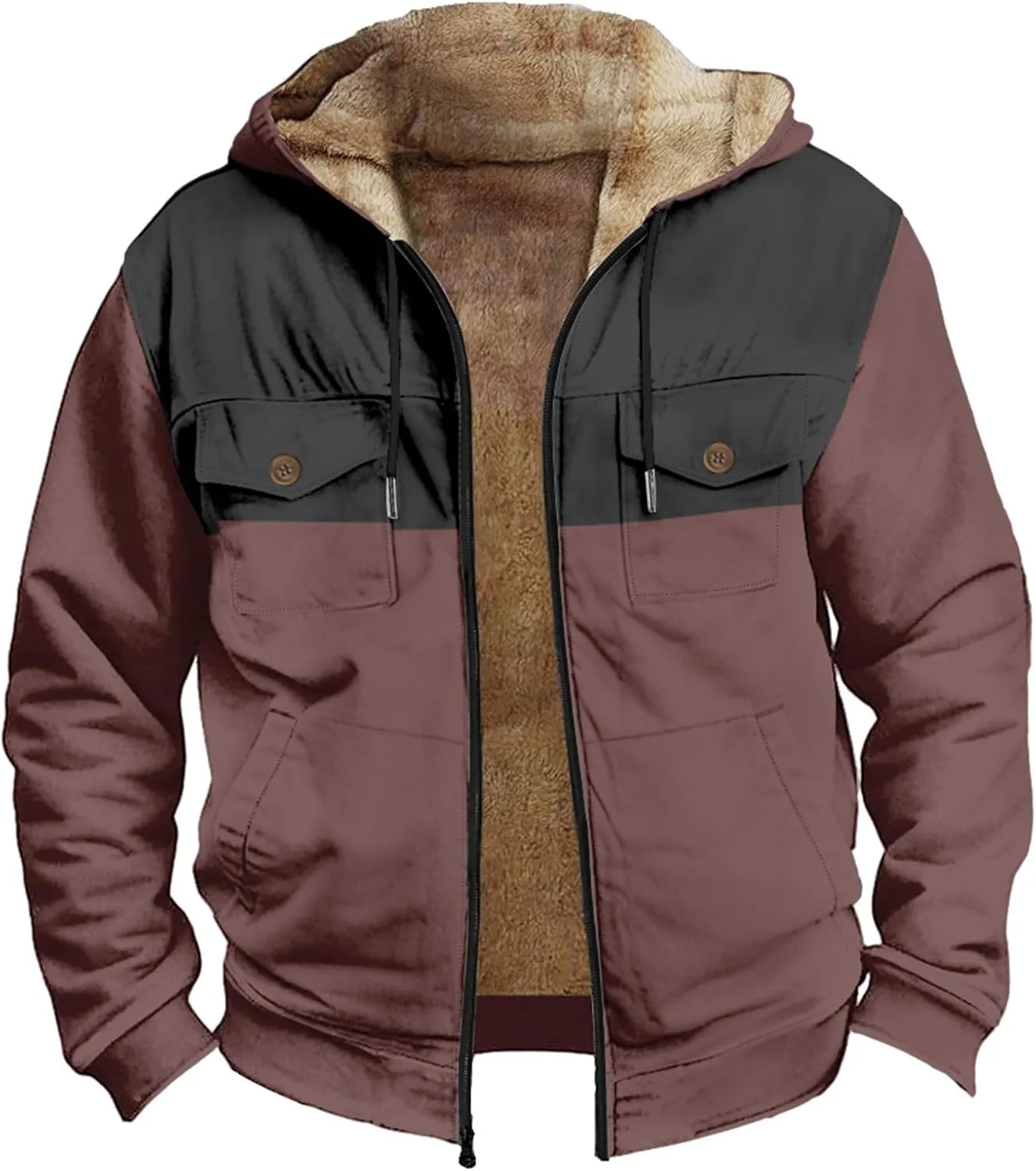 Men's Hoodie Fleece Jacket Winter Warm Thick Jackets Full Zip Heavyweight Casual Coat