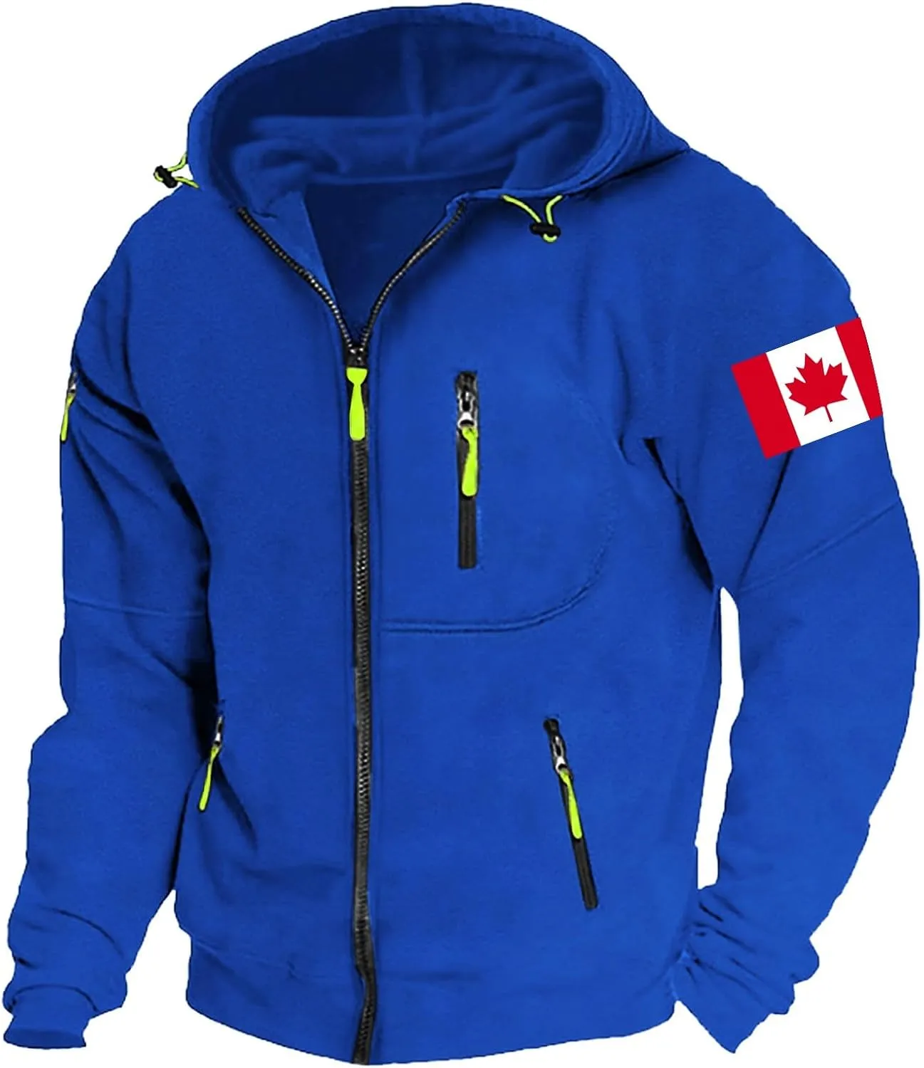 Men's Hoodies Full Zip Canada Jacket Vintage Workout Running Active Hoodies with Pockets Military Tactical Sweatshirt