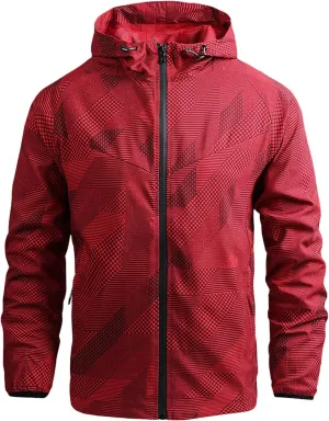 Mens Jacket Tan Mens Printed Windbreaker Jacket Lightweight Hooded Jacket For Men Fall Winter Outdoor Casual Jacket Hiking Camping Adult Life Jacket Men