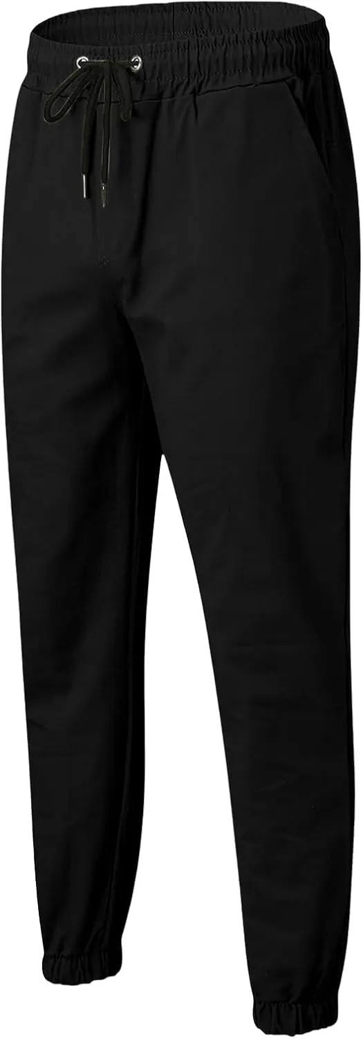 Men's Joggers Pants Slim Fit Drawstring Chino Cargo Pants Elastic Waist Drawstring Hiking Outdoor Twill Track Pants