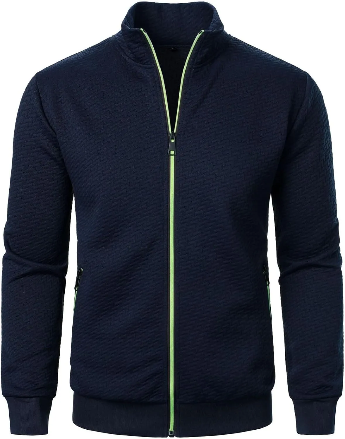Men's Lightweight Varsity Jacket Casual Baseball Bomber Jackets Fashion Textured Zip Up Coats Sportswear with Pockets