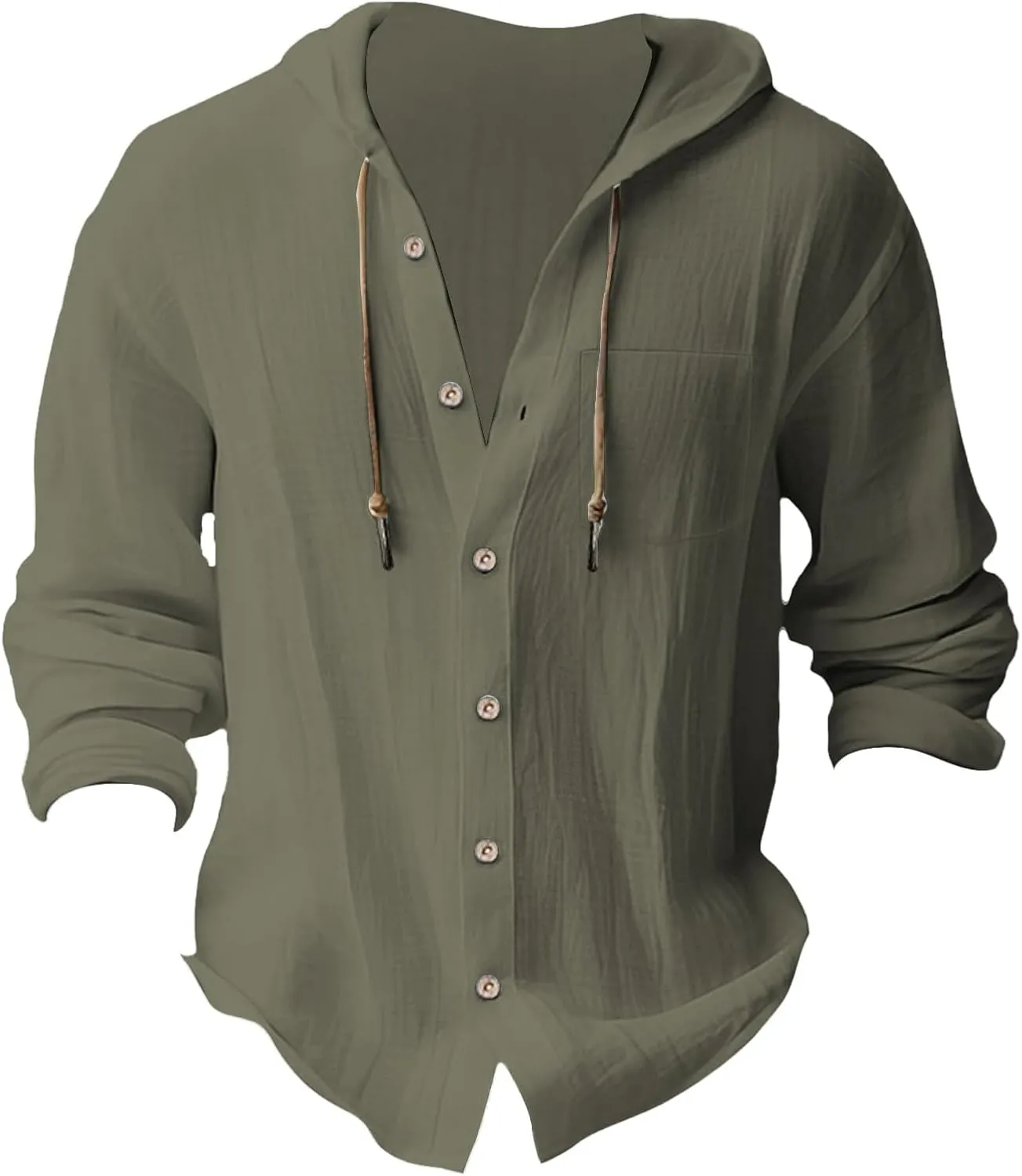 Mens Linen Hoodies Shirt Button Down Roll up Sleeve Yoga Sport T-Shirts Fashion Outdoor Workout Running Exercise Tops