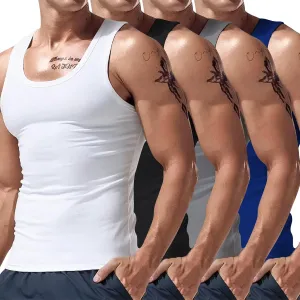 Mens Muscle Tank Tops Casual Gym Fitness Bodybuilding Athletic Sleeveless Shirts Slim Fit Cotton Big and Tall Tees
