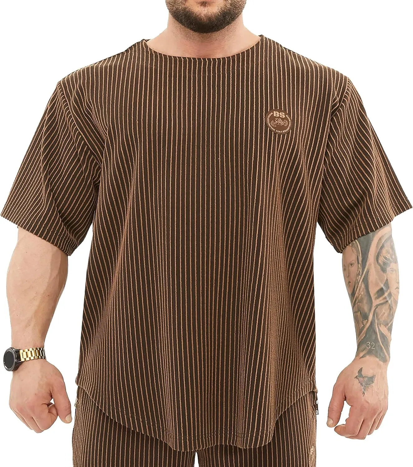Men's Oversize T-Shirt, Bodybuilding, Lifting Cardio Rag Top Thick Fabric Textured Active T-Shirt