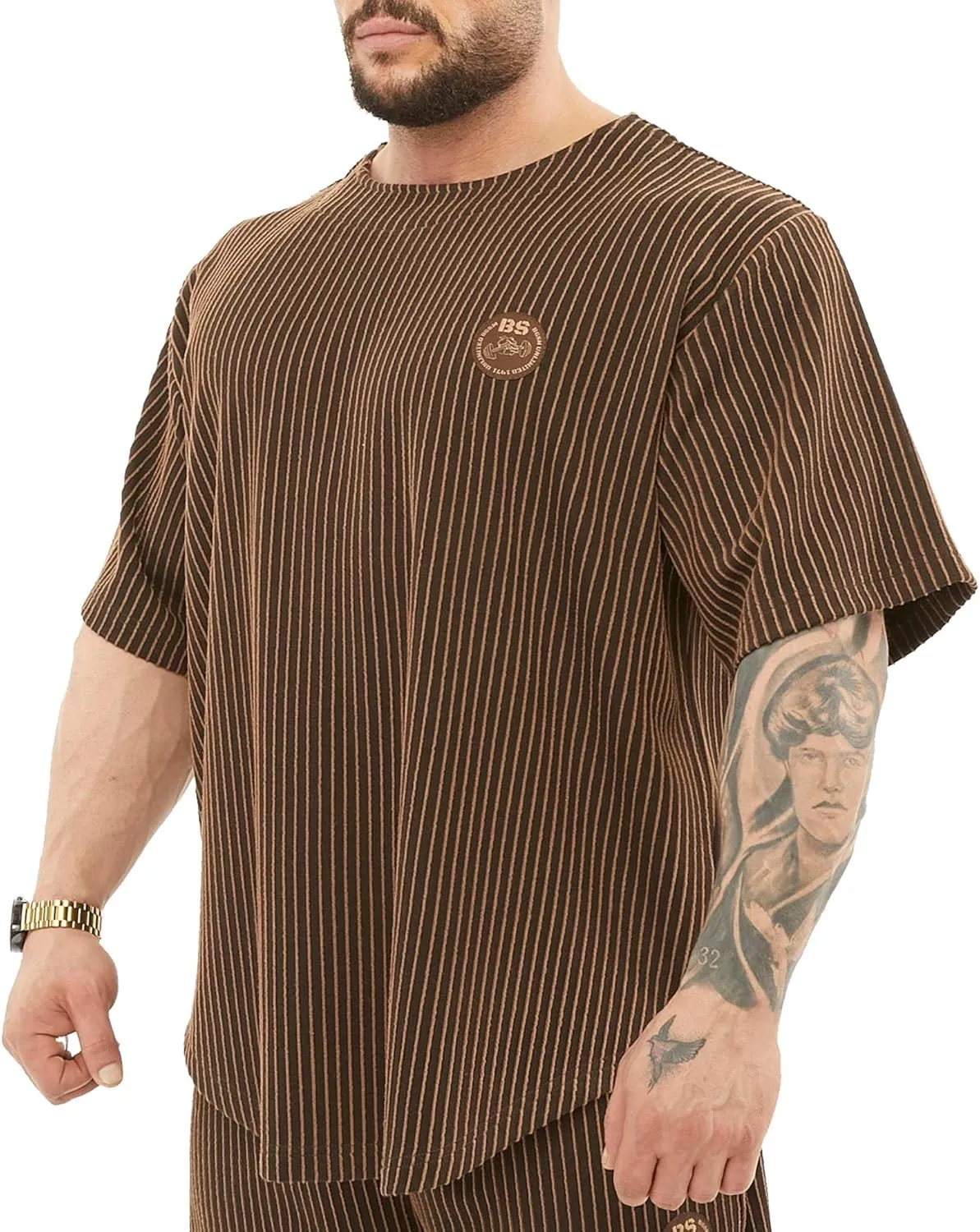 Men's Oversize T-Shirt, Bodybuilding, Lifting Cardio Rag Top Thick Fabric Textured Active T-Shirt