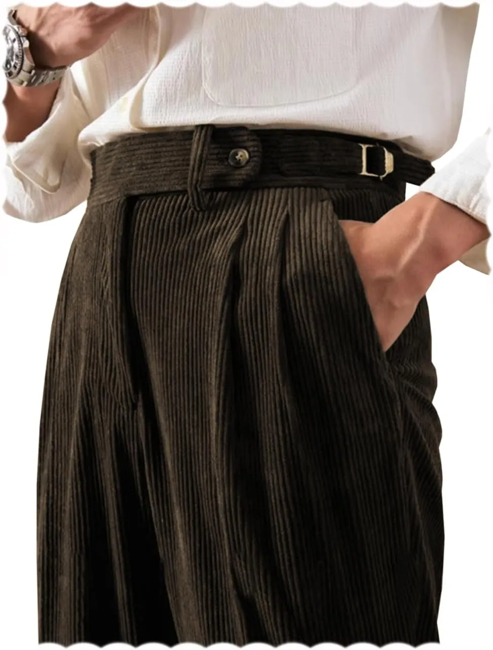 Men's Pants Corduroy Tailored Classic Fit Winter Stretchy Casual Corduroy Dress Pants
