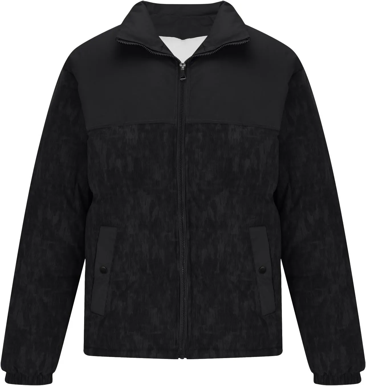 Men's Puffer Jacket Corduroy Patchwork Jacket Plus Size Down Coat Quilted Insulated Jacket Warm Winter Coats