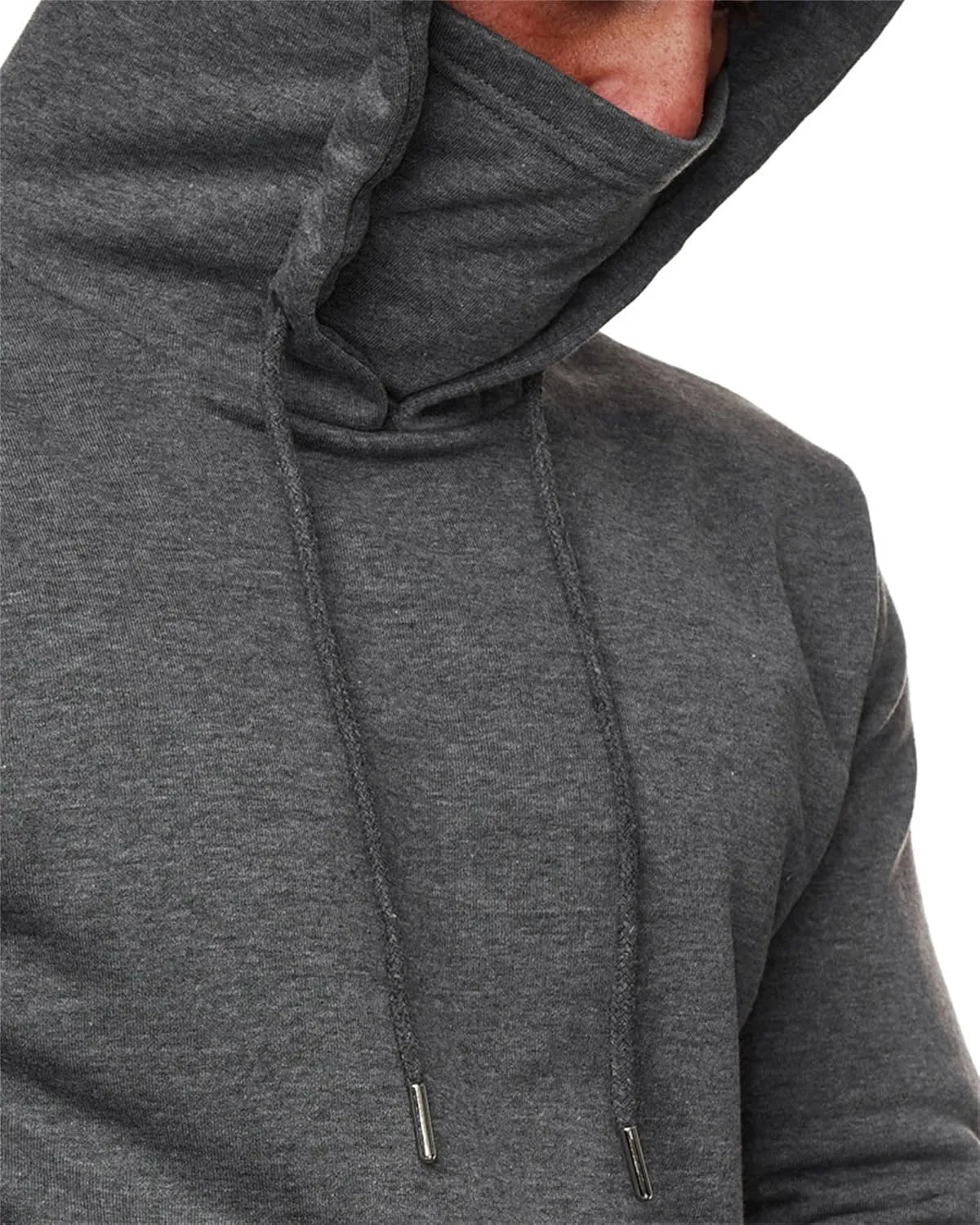 Men's Pullover Hoodies Winter Face Mask Hooded Sweatshirts Drawstring Long Sleeve Casual Warm Fleece Coat with Pockets