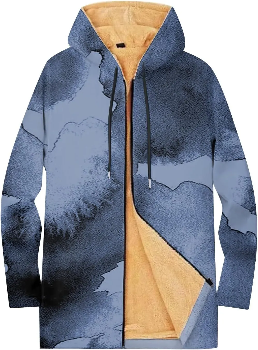 Mens Sherpa Hoodie Full-Zip Casual Thick Sweatshirt Fleece Warm Winter Hooded