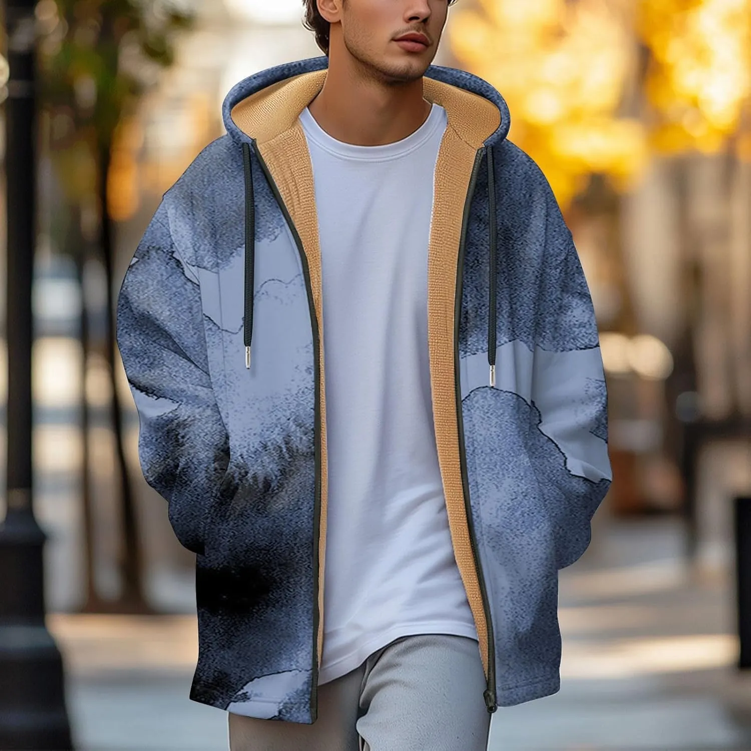 Mens Sherpa Hoodie Full-Zip Casual Thick Sweatshirt Fleece Warm Winter Hooded