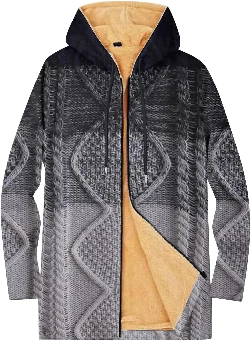 Mens Sherpa Hoodie Full-Zip Thermal Fleece Hooded Winter Thick Heavyweight Hoodies